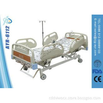 Mobile Steel Frame Manual Hospital Bed Height Adjustable Nu